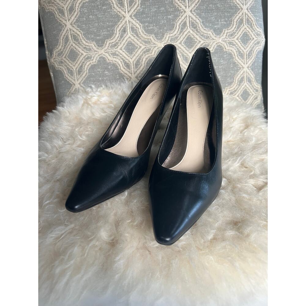 Calvin Klein Black Dolly Mid-Height Classic Point Toe Heels